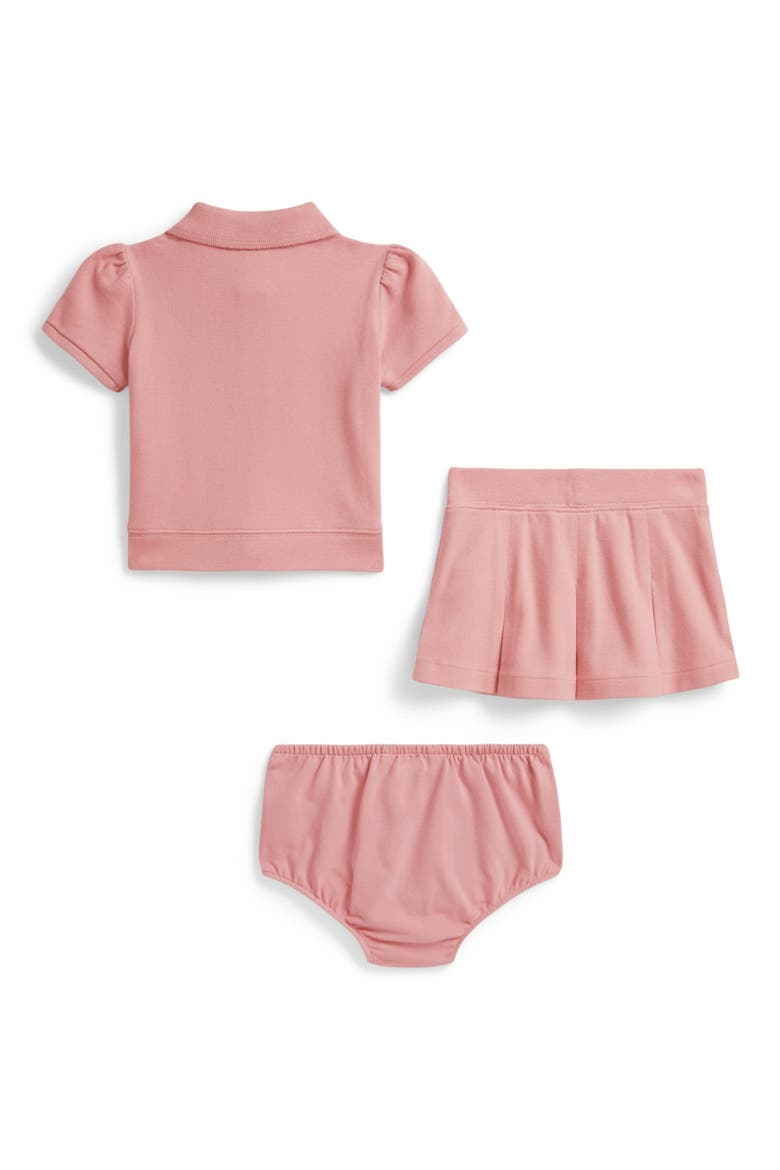 Stretch Mesh Polo Shirt, Skirt & Bloomers Set, Alternate, color, ADIRONDACK ROSE