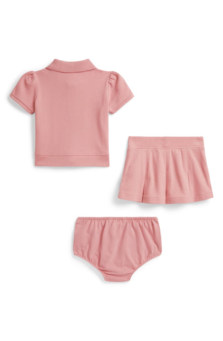Ralph Lauren Stretch Mesh Polo Shirt, Skirt & Bloomers Set, Alternate, color, Adirondack Rose