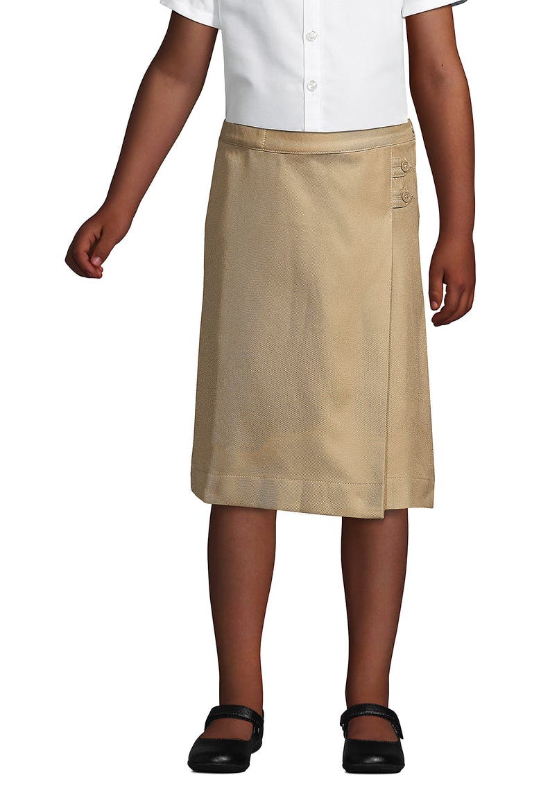 School Uniform Girls Solid A-line Skirt Below the Knee, Main, color, Khaki
