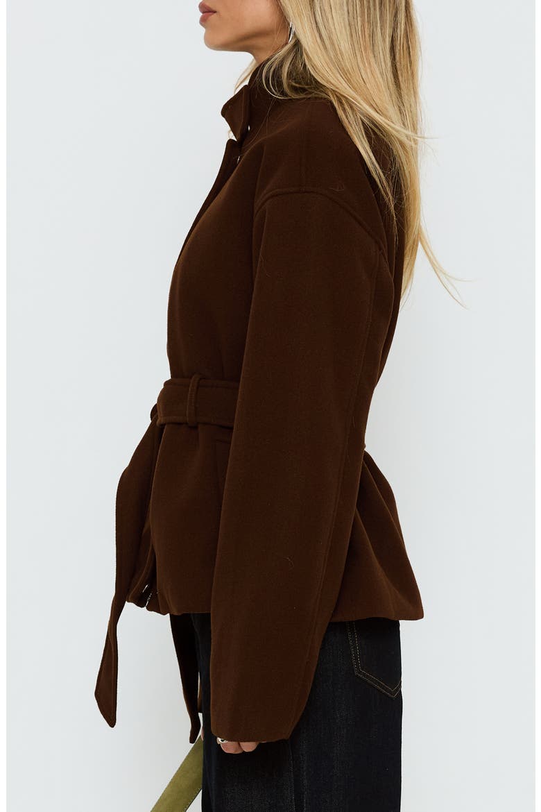 Tameeka Stand Collar Coat, Alternate, color, BROWN