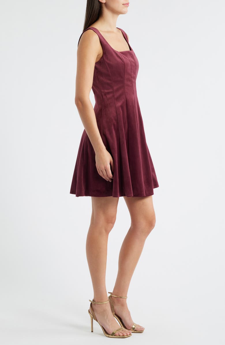 Sam Edelman Velvet Fit & Flare Dress, Alternate, color, Bordeaux