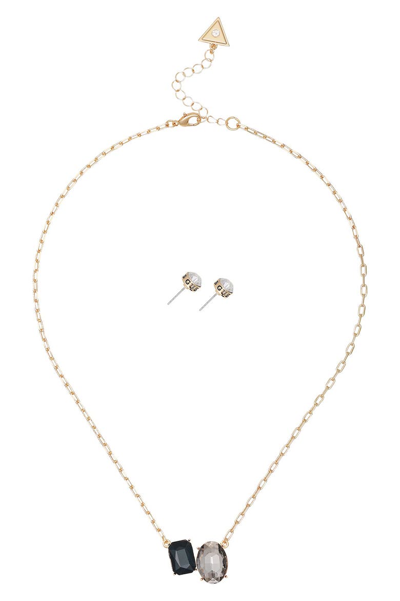 Pendant Necklace & Stud Earrings Set, Alternate, color, GOLD/BLACK