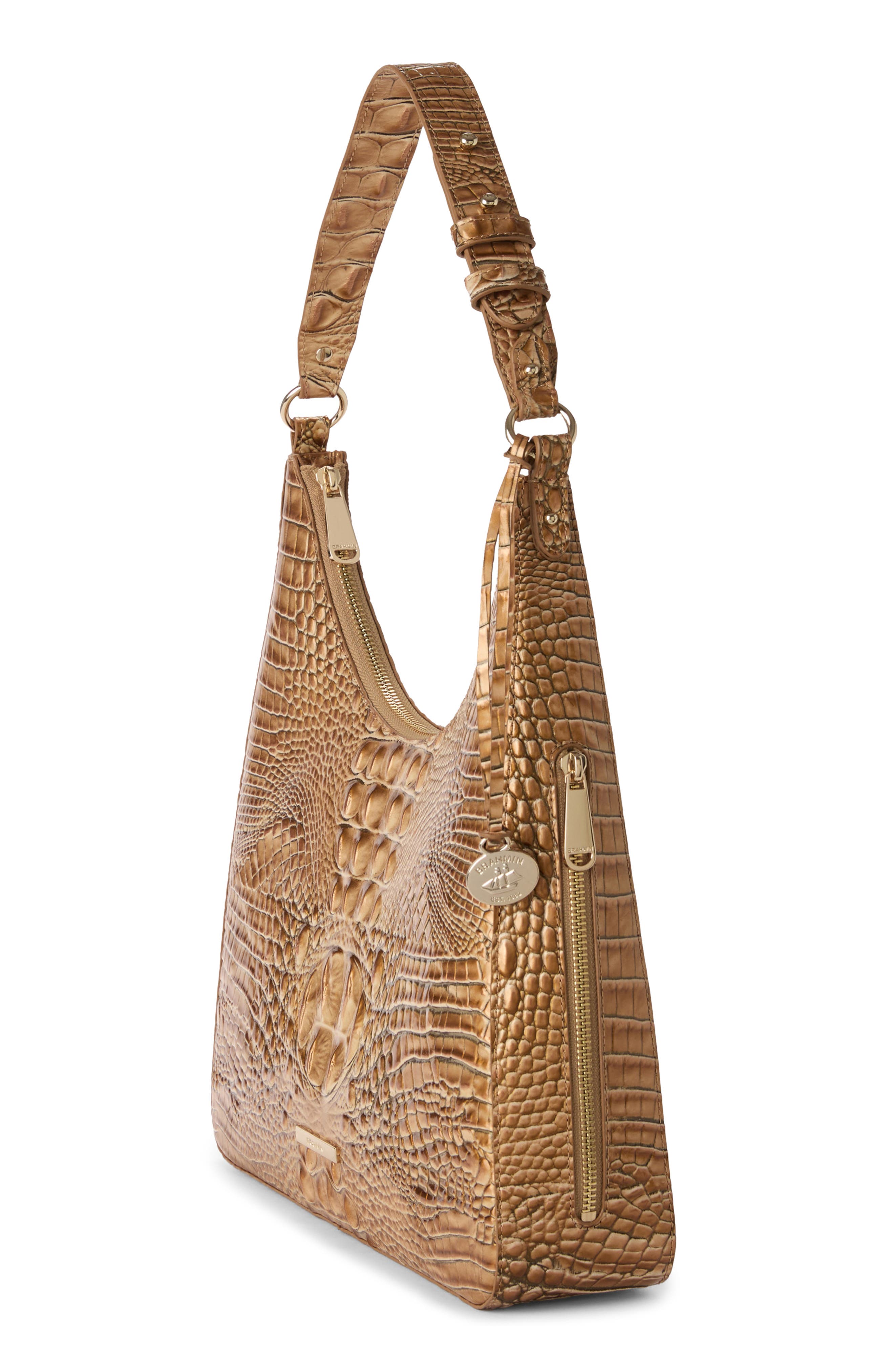 Brahmin Tabitha Croc Embossed Leather Shoulder Bag, Alternate, color, 