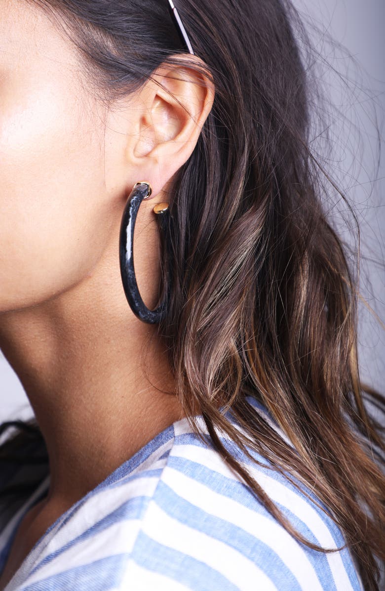 Argento Vivo Sterling Silver Argento Vivo Marbleized Hoop Earrings, Alternate, color,