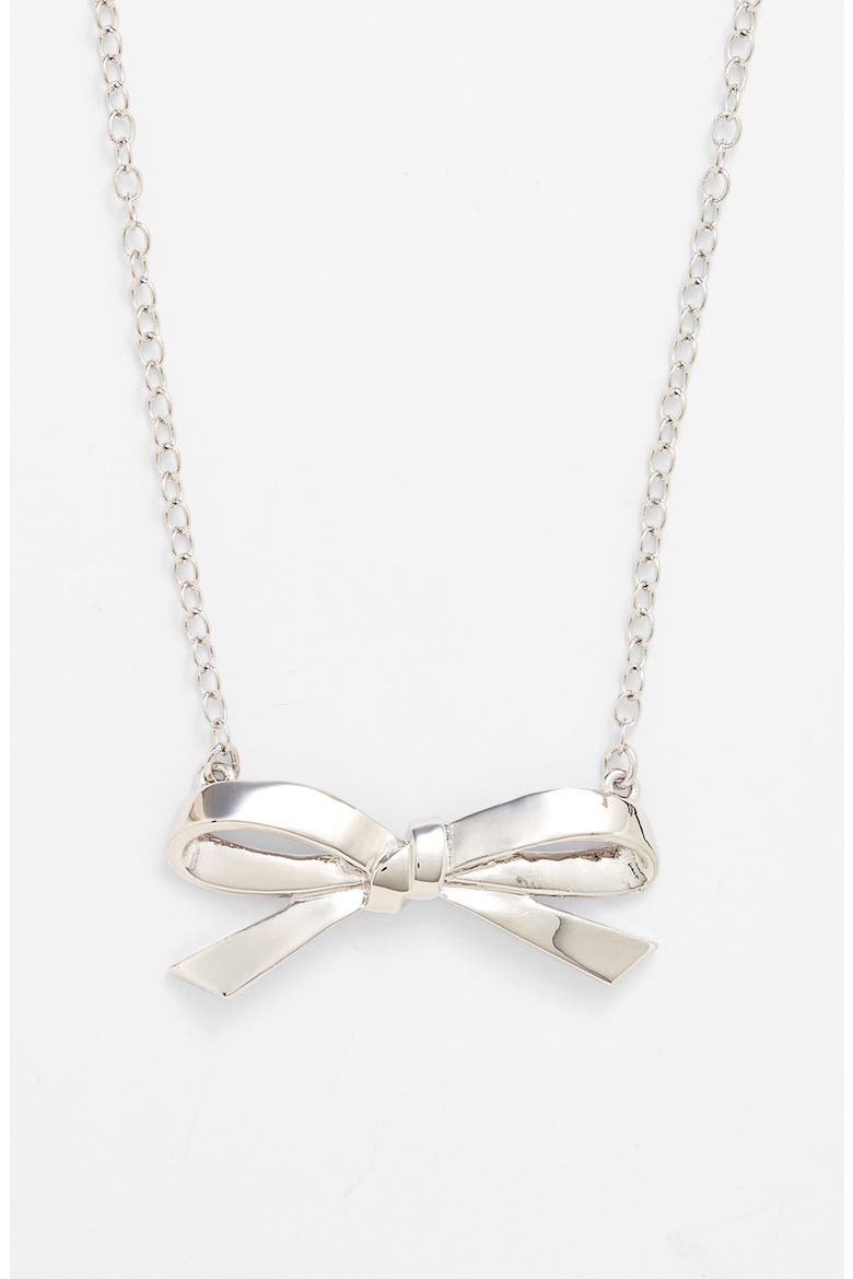 'finishing touch' bow pendant necklace, Main, color, SILVER