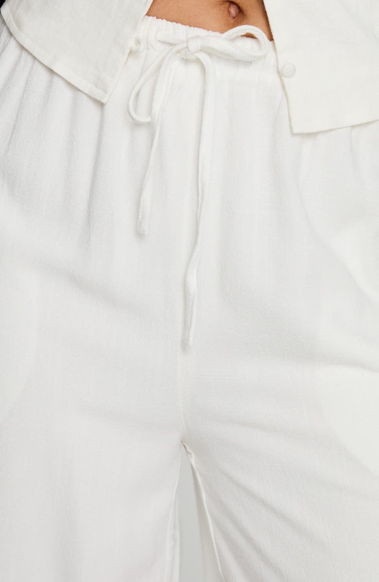 Princess Polly Parklea High Waist Linen Blend Drawstring Pants, Alternate, color, White