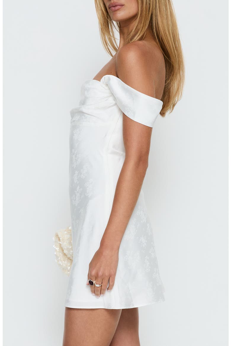 Zabbarra Off the Shoulder Satin Cocktail Minidress, Alternate, color, WHITE