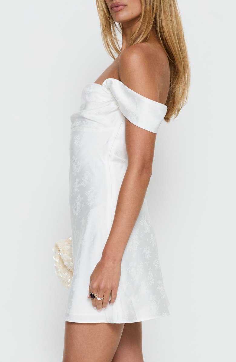 Princess Polly Zabbarra Off the Shoulder Satin Cocktail Minidress, Alternate, color, White