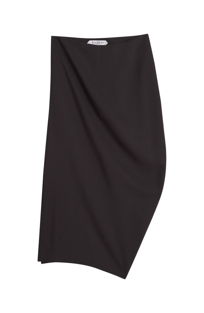 Lanvin Midi Skirt In Wool And Viscose, Alternate, color, Dark Brown