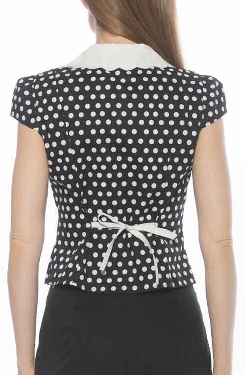 Alexia Admor Gulianna Scallop Collar Button-up Top In Black