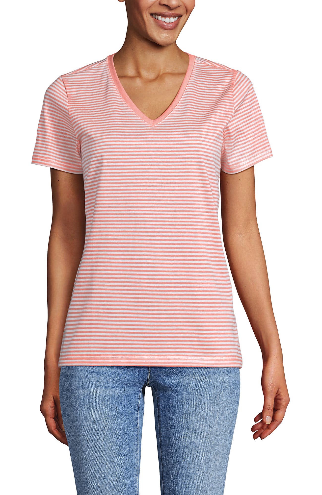 Sunset Coral Pink Micro Stripe