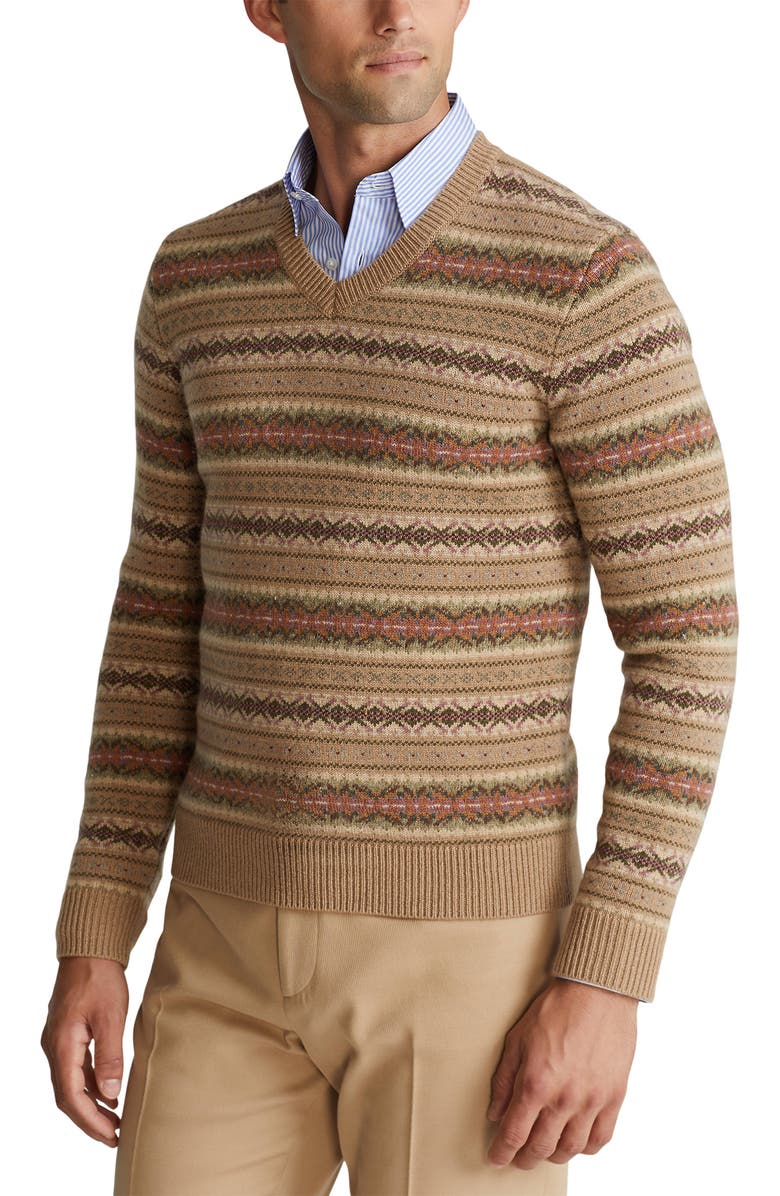 Ralph Lauren Purple Label Fair Isle Jacquard Cashmere & Wool Sweater, Alternate, color,