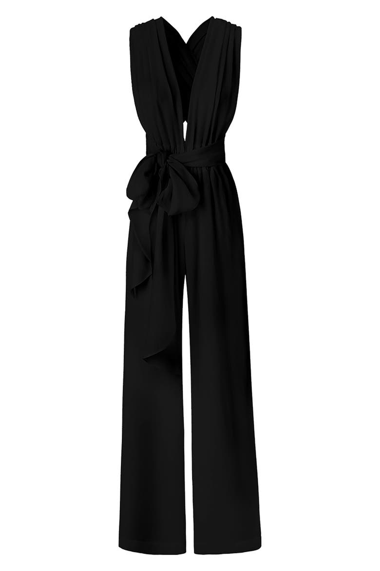 Umy Wrap Jumpsuit, Main, color, BLACK