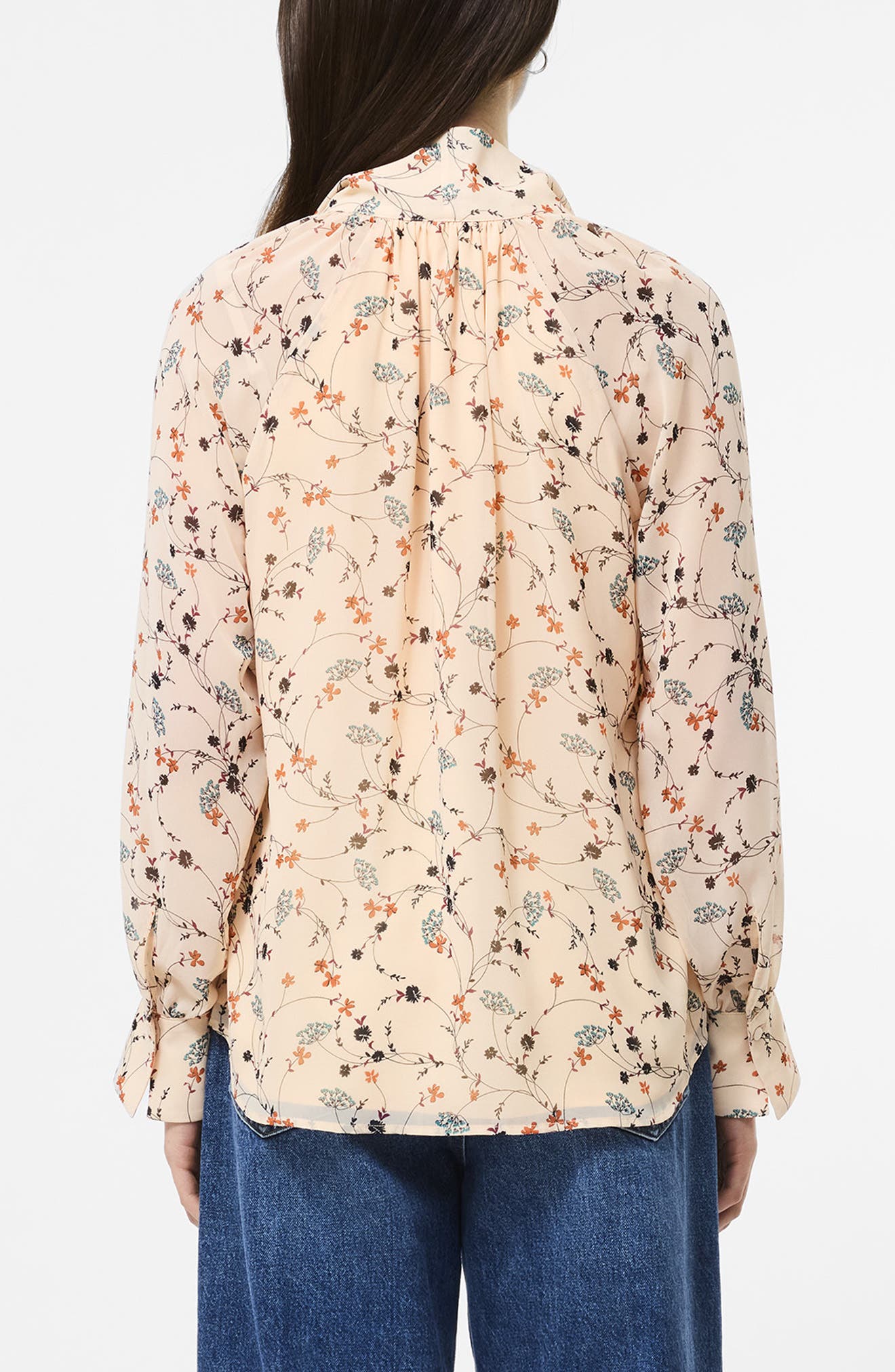 Leithia Floral Chiffon Tie Neck Top - image 2