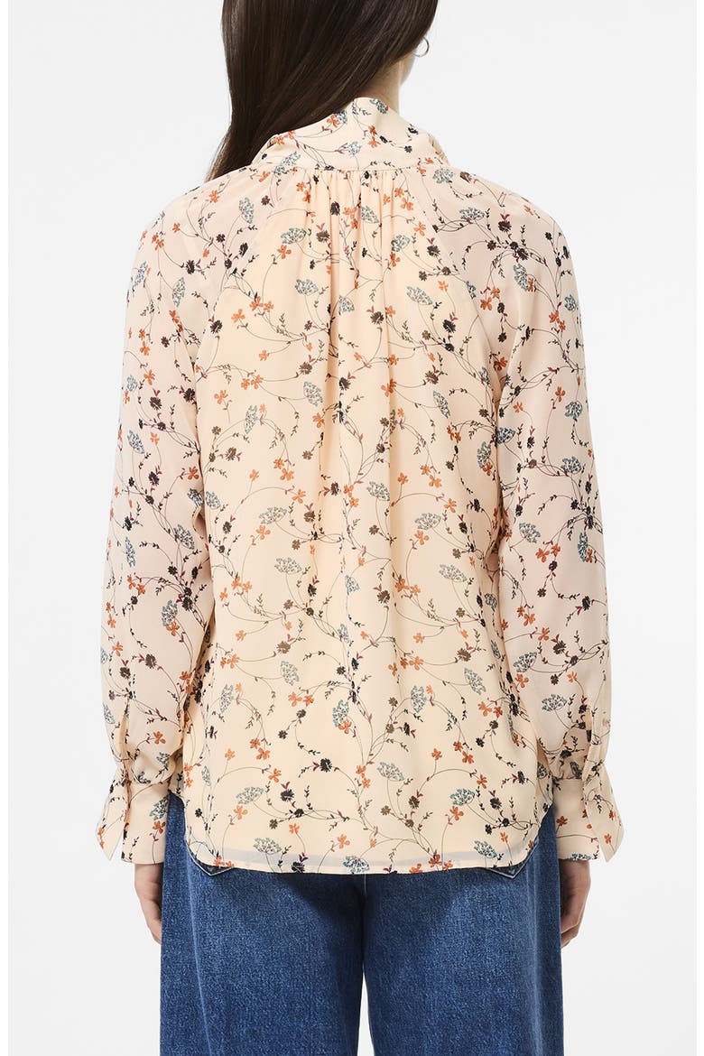 Leithia Floral Chiffon Tie Neck Top, Alternate, color, BISQUE MULTI