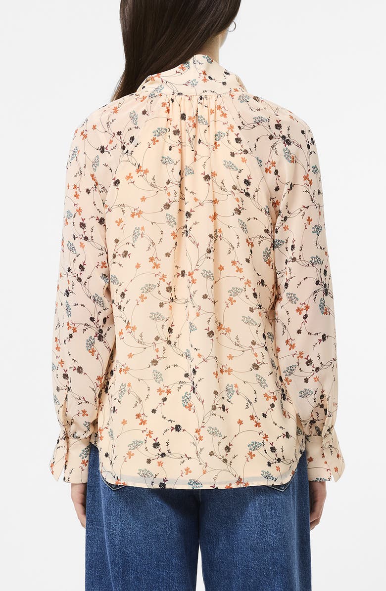 French Connection Leithia Floral Chiffon Tie Neck Top, Alternate, color, Bisque Multi