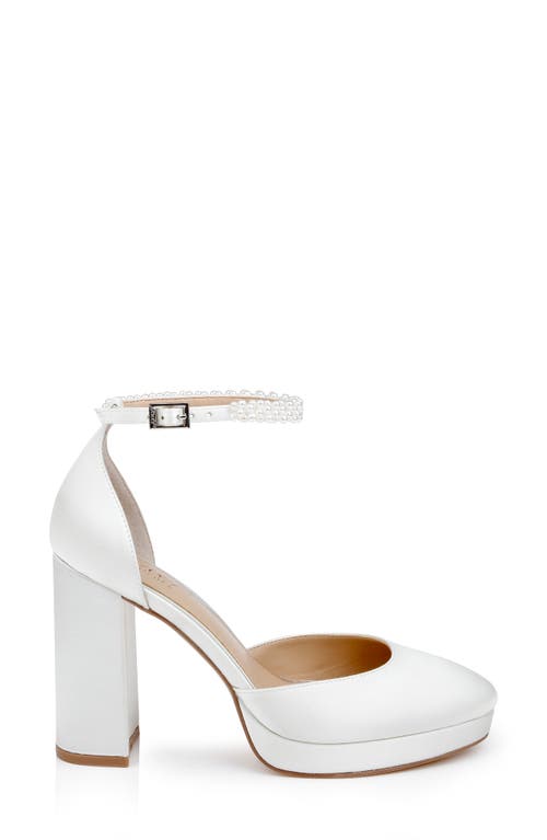 Jewel Badgley Mischka Cathleen Womens Embellished Glitter Ankle Strap In Ivory Satin
