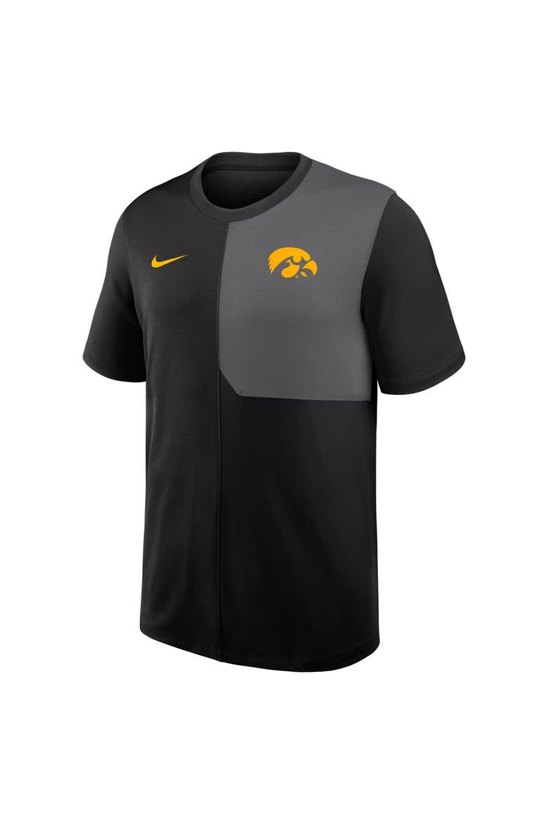 Men's Nike Black Iowa Hawkeyes 2025 Sideline UV Performance Coach T-Shirt, Alternate, color, Black