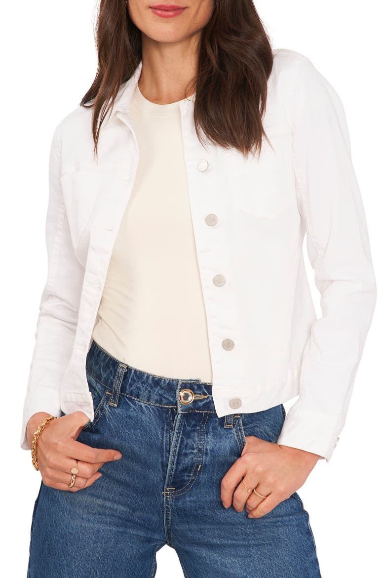 Slant Pocket Denim Jacket, Main, color, ULTRA WHITE