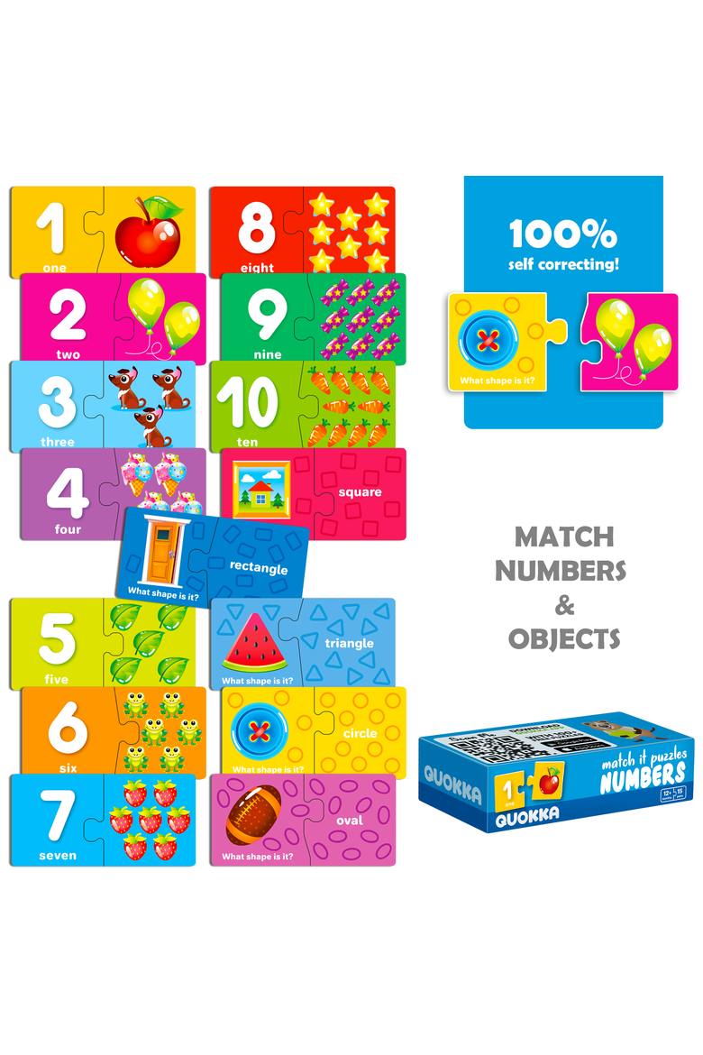 Matching Jigsaw Puzzle 5-Pack Set for Toddlers, Alternate, color, Matching Games Abc