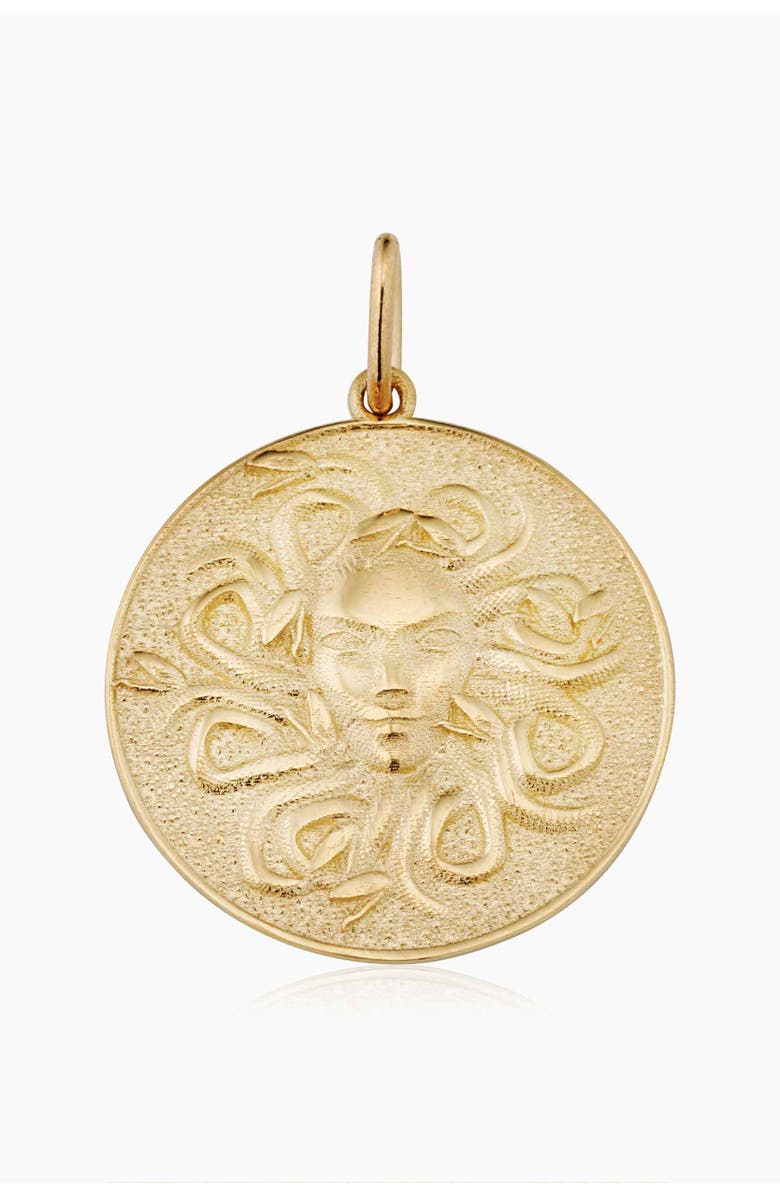 Oradina 14K Yellow Gold Medusa Medallion Pendant Charm, Main, color, Yellow Gold
