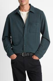 Vince Sueded Knit Button-Up Shirt
