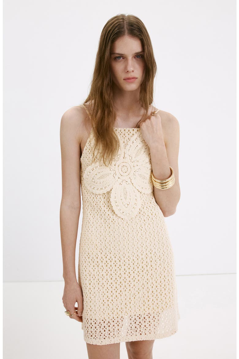Hibisco Crochet Flower Minidress, Alternate, color, ECRU