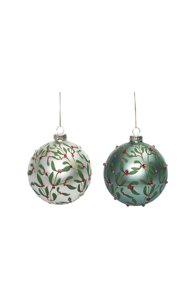 Glass Christmas Evergreen Ornament Set of Two Decorations, Main, color, Multicolored