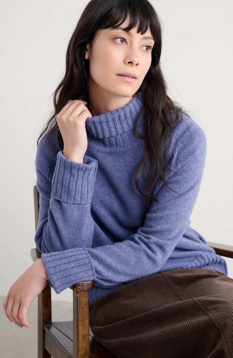 Seasalt Cornwall Basset Cove Merino Wool Blend Turtleneck Sweater, Alternate, color, Knit Melange Bilberry