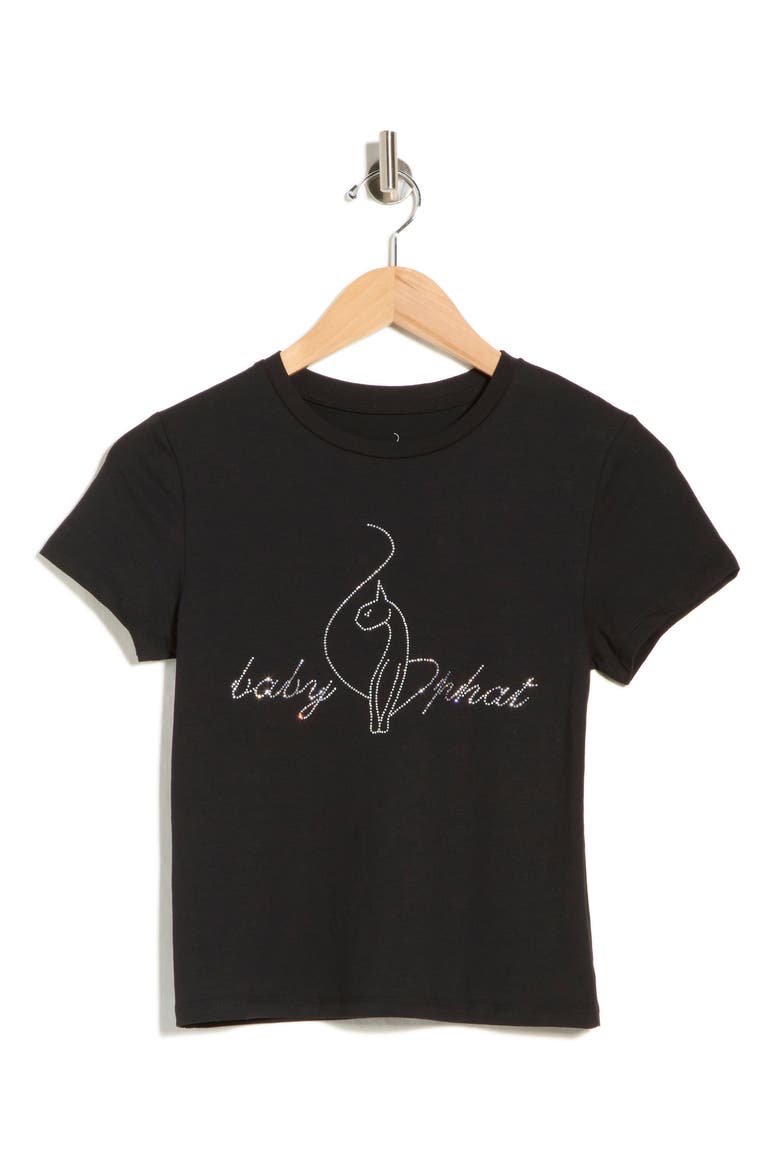 Rhinestone Logo Graphic T-Shirt, Alternate, color, BLACK