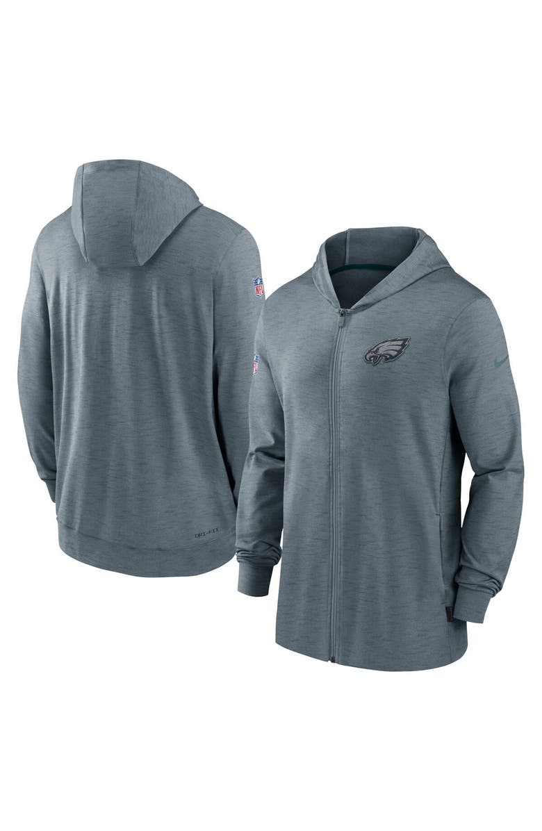Nike Men's Nike Heather Gray Philadelphia Eagles Sideline Team Pop Full-Zip Hoodie Jacket, Alternate, color, Heather Gray