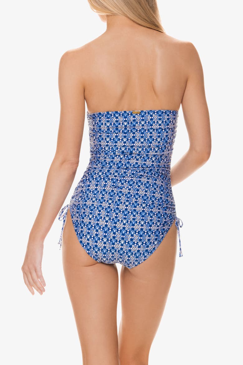 Cinch Bandeau One-Piece, Alternate, color, Lagos
