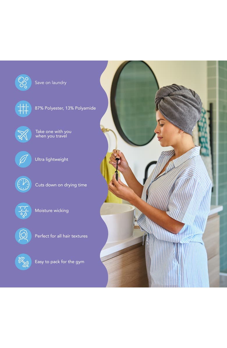 TURBIE TWIST 4 Microfiber Hair Towels, for Straight, Wavy, Curly Hair, Alternate, color, Pink