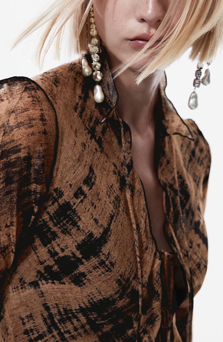 MANGO Print Long Sleeve Maxi Dress, Alternate, color, 