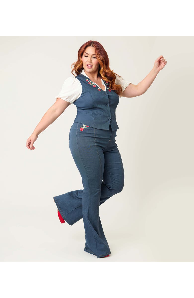 Unique Vintage Plus Size 1970s Flare Pants, Alternate, color, Dark Denim Blue