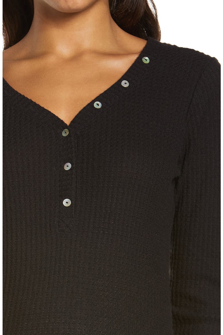 Cozy Maternity/Nursing Henley Pajamas, Alternate, color, JET BLACK
