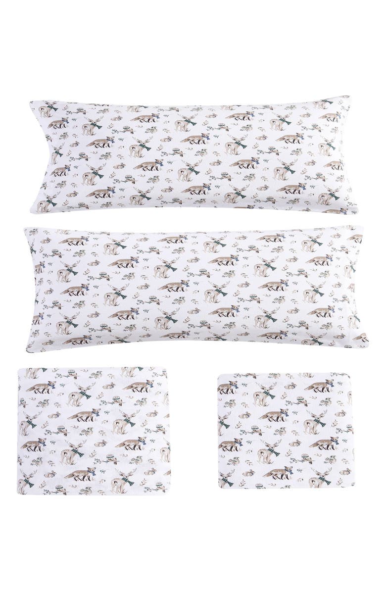 Eddie Bauer Woodland Friends Cotton Flannel Sheet Set, Alternate, color, White