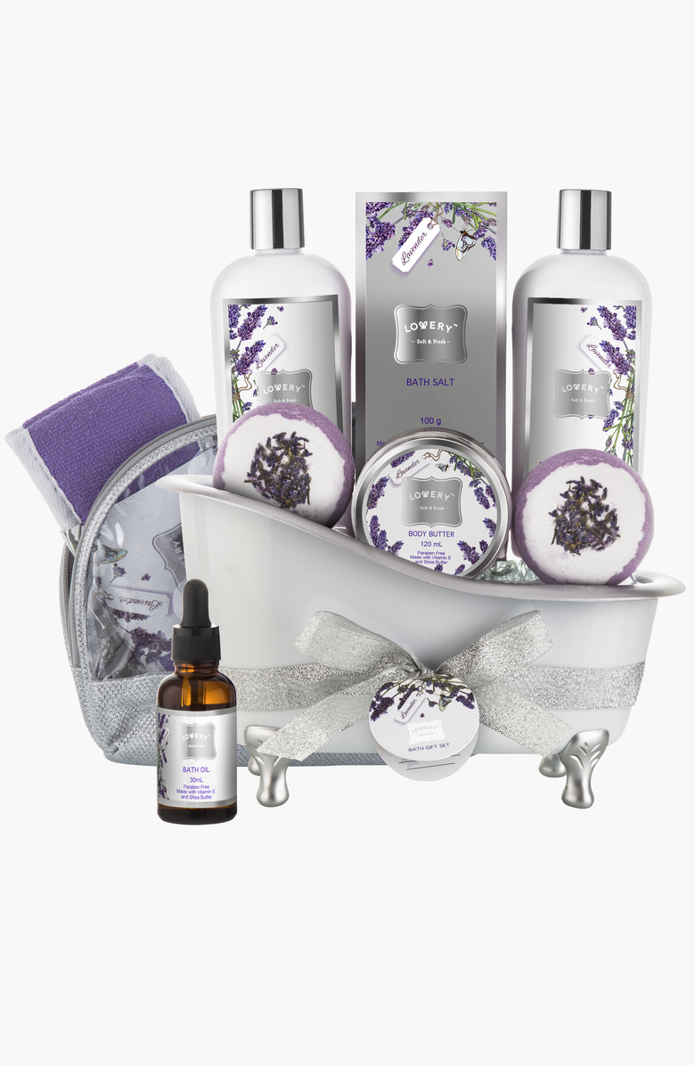 Lovery Lavender and Jasmine XL Bath Bombs Gift Basket Set, Main, color, Lavender