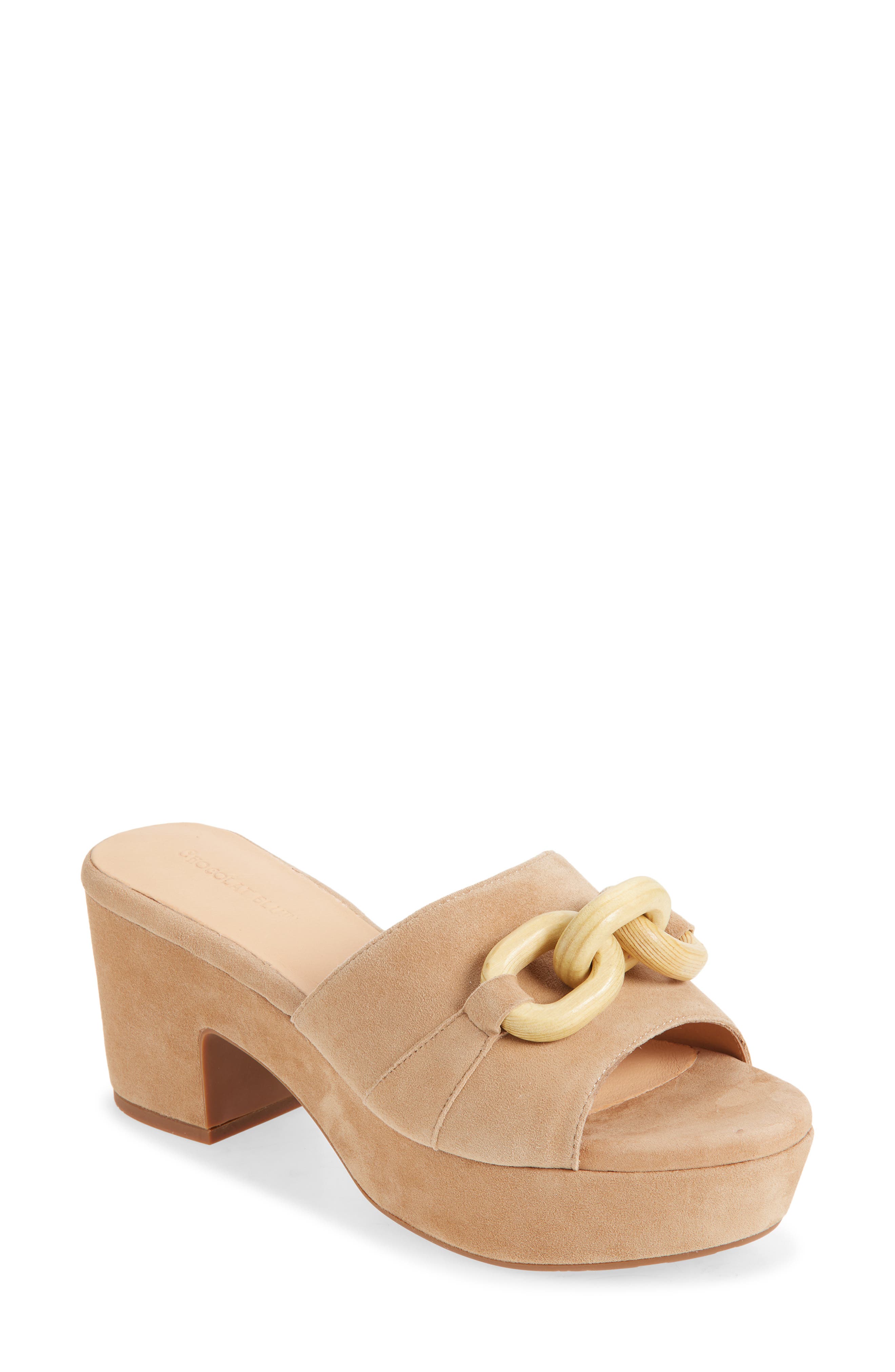 Chocolat Blu Grecia Platform Slide Sandal, Main, color, Latte Suede