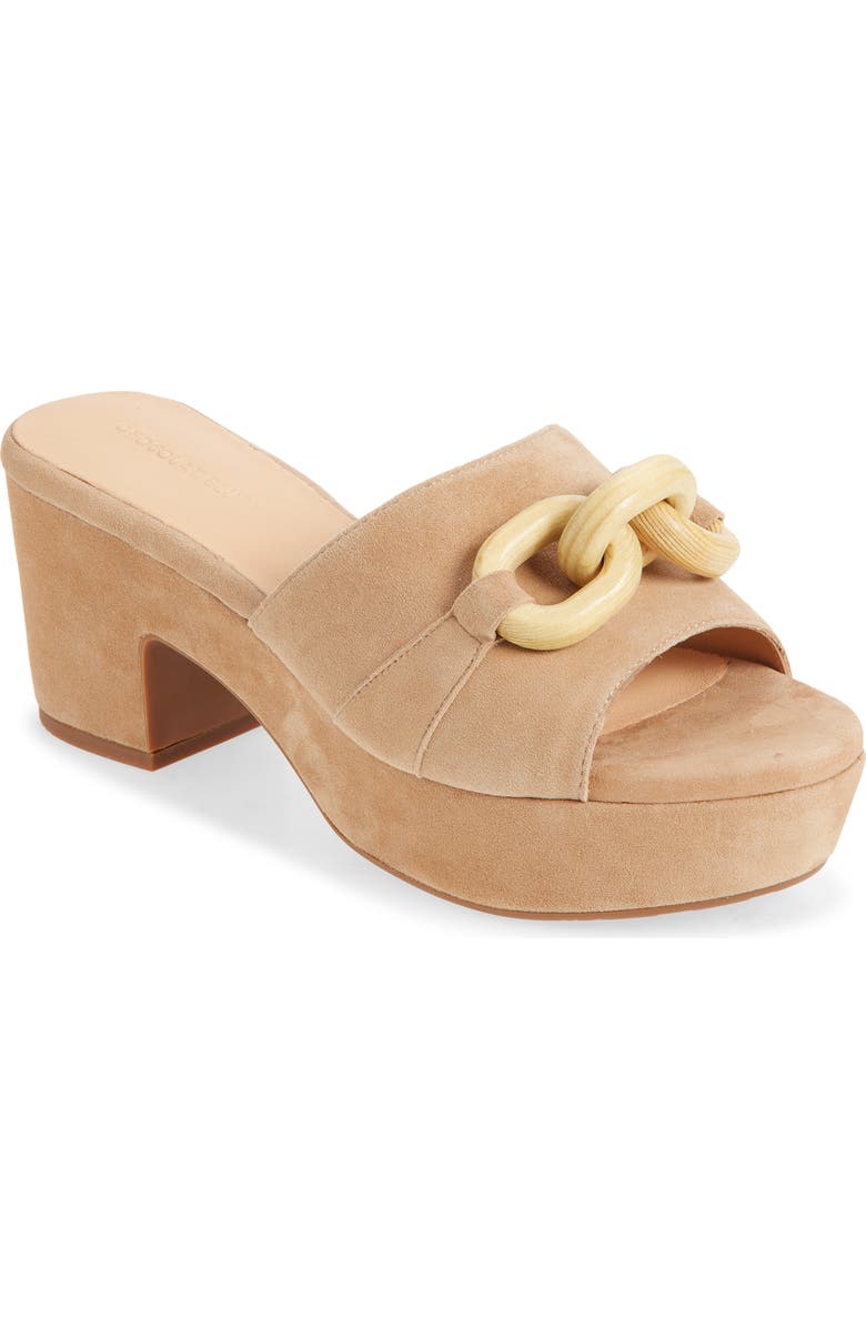 Chocolat Blu Grecia Platform Slide Sandal, Main, color, Latte Suede