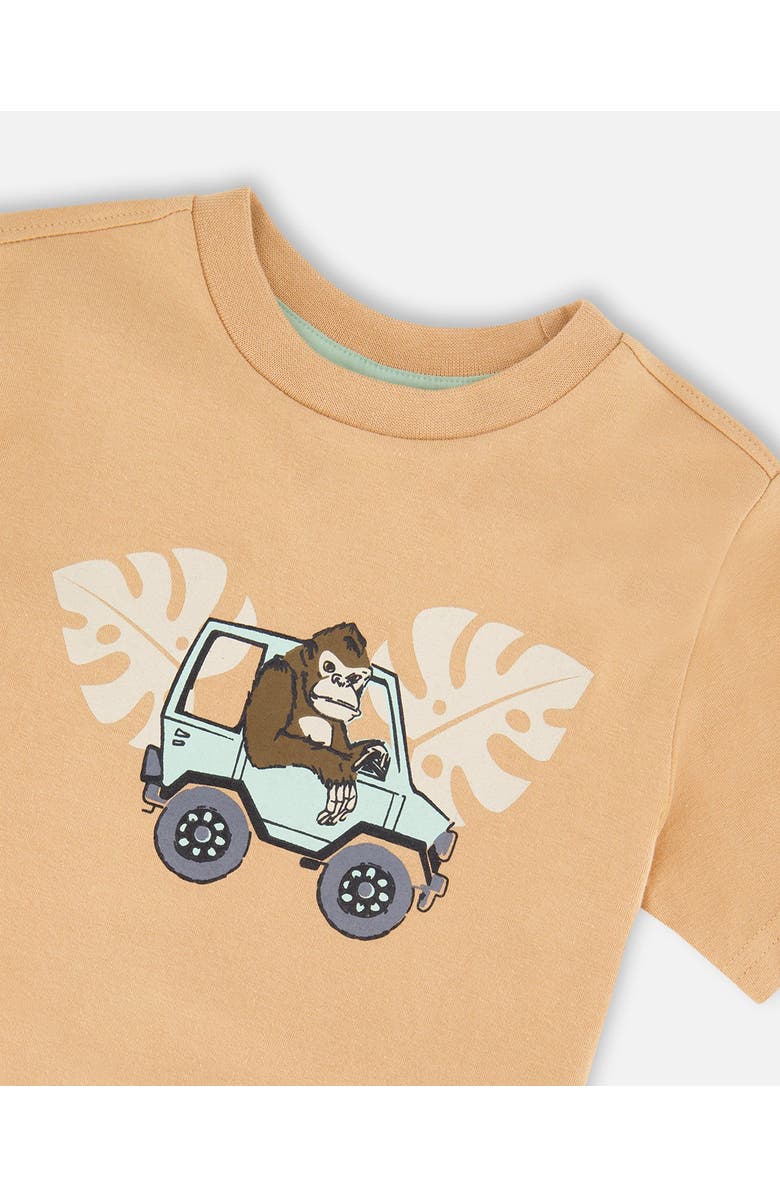 Deux par Deux Organic Cotton Gorilla Print Short Sleeve T-Shirt, Alternate, color, Beige