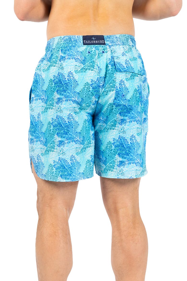 Leaves Print Swim Trunks, Alternate, color, SPEARMINT