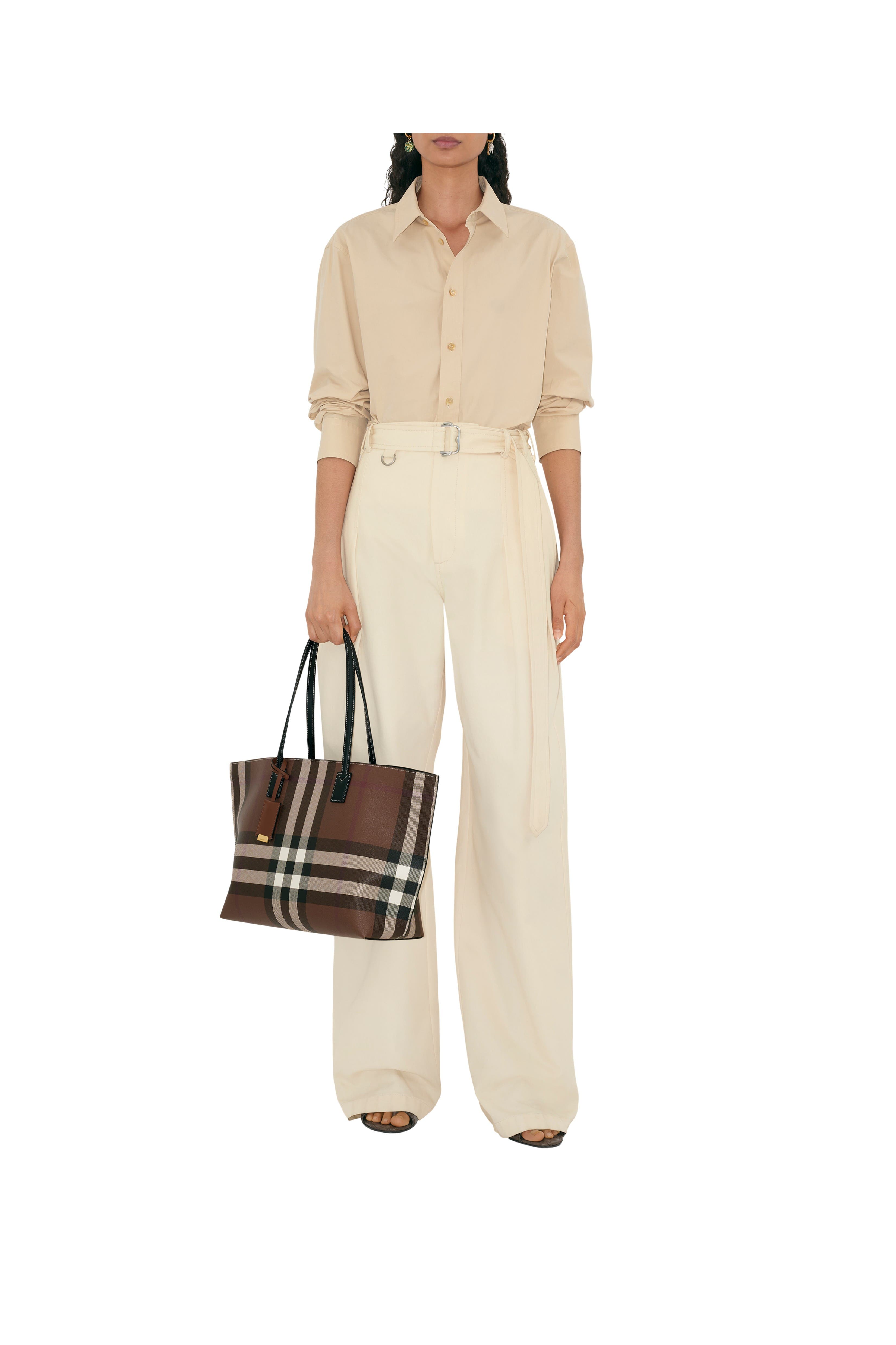 Burberry Medium Check Tote, Alternate, color, Dark Birch Brown