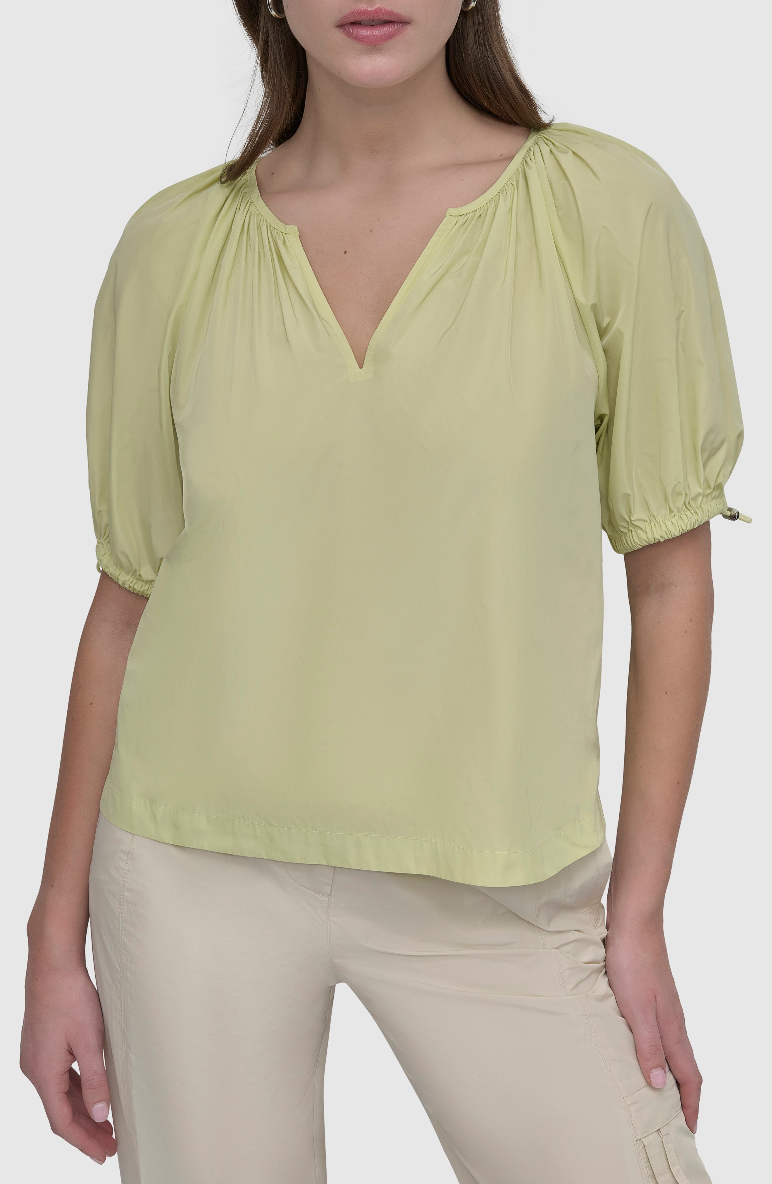 DKNY Drawcord Puff Sleeve Top