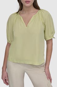DKNY Drawcord Puff Sleeve Top
