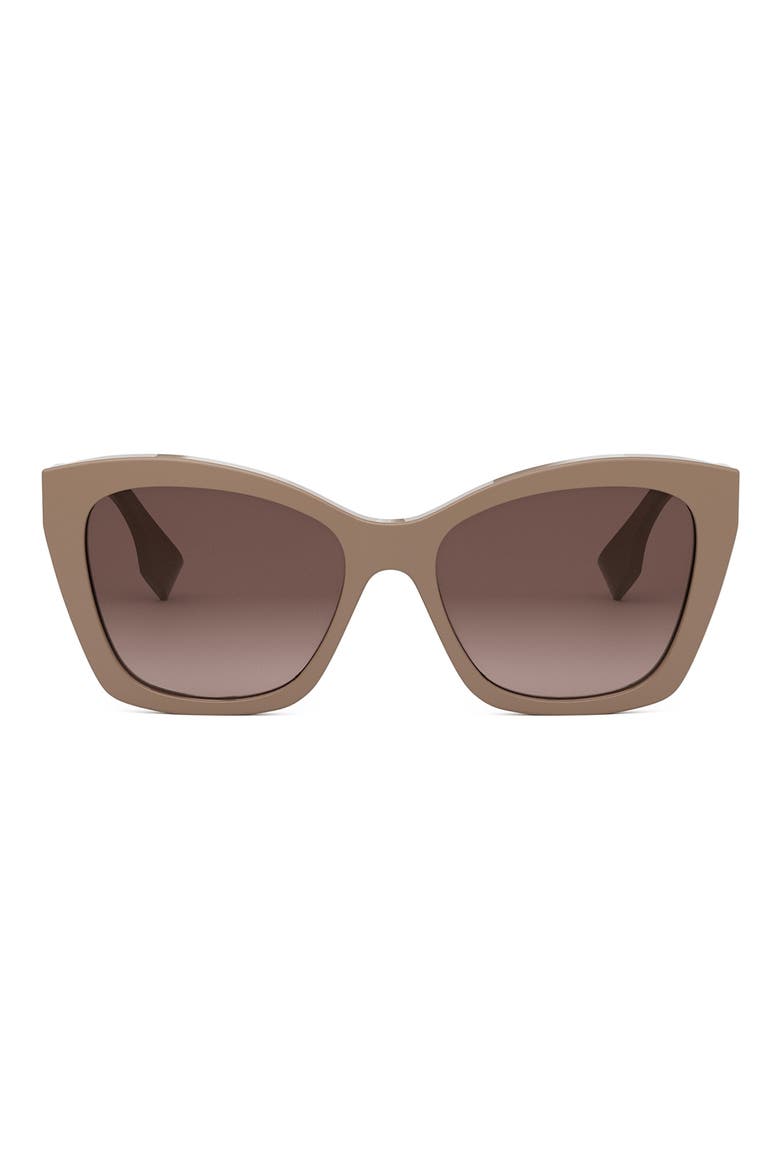 'Fendi Lettering 55mm Gradient Square Sunglasses, Main, color, SHINY LIGHT BROWN / GRADIENT B