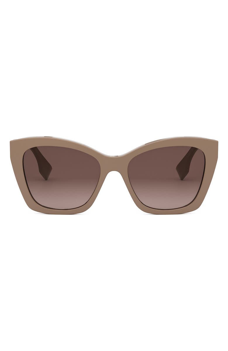 Fendi 'Fendi Lettering 55mm Gradient Square Sunglasses, Main, color, Shiny Light Brown / Brown