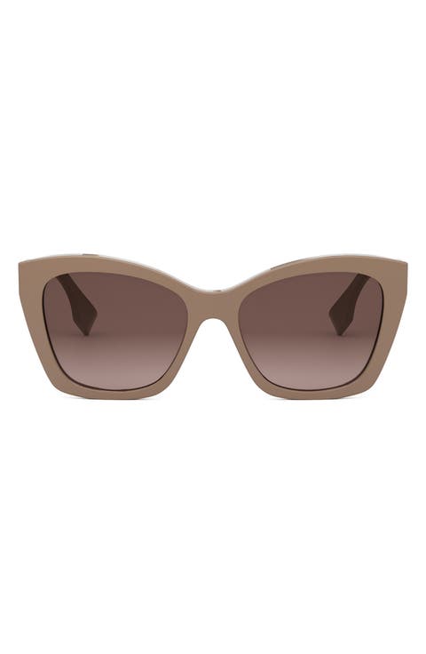 'Fendi Lettering 55mm Gradient Square Sunglasses