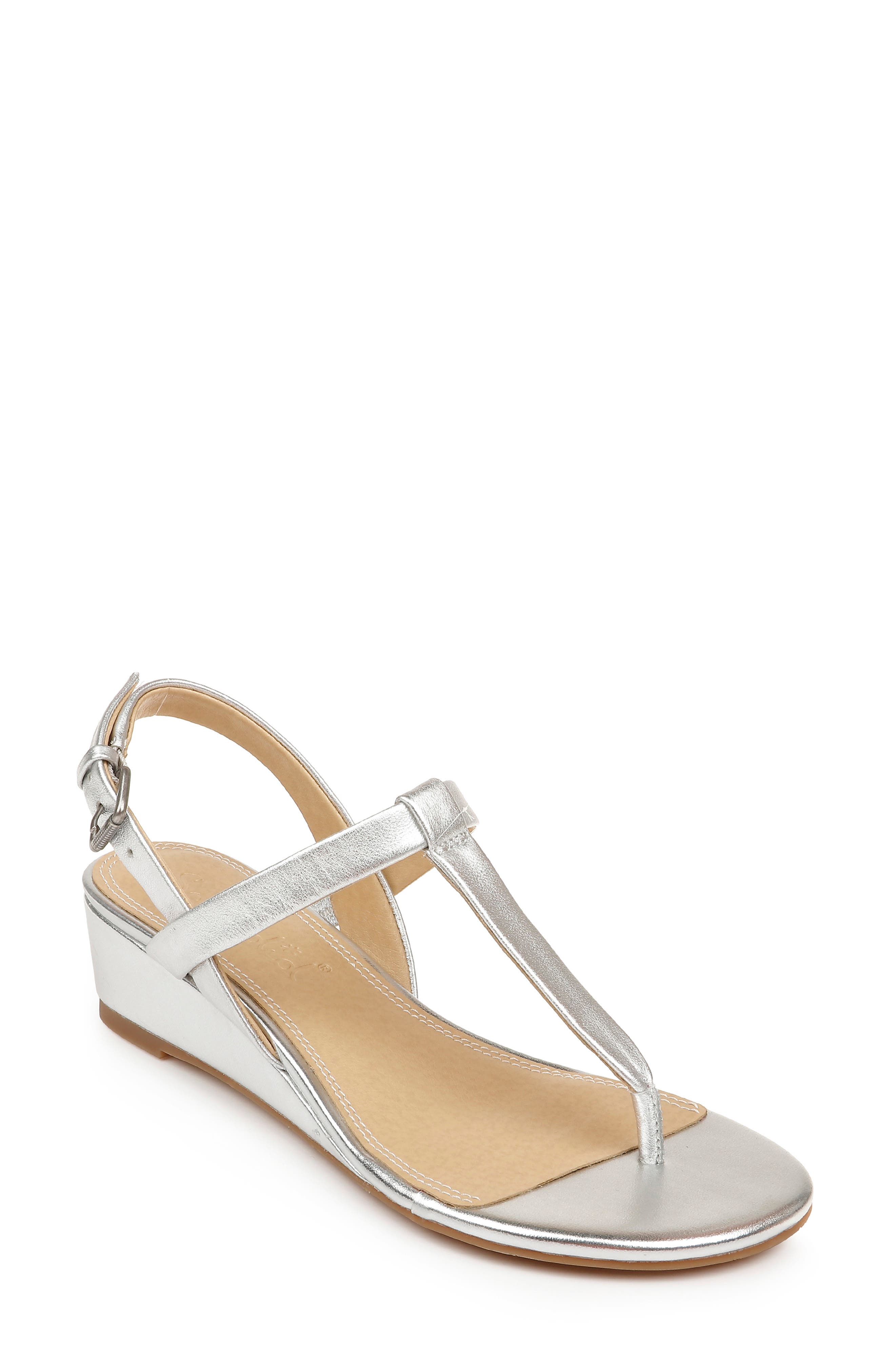 Avalon Wedge Sandal, Main, color, SILVER LEATHER