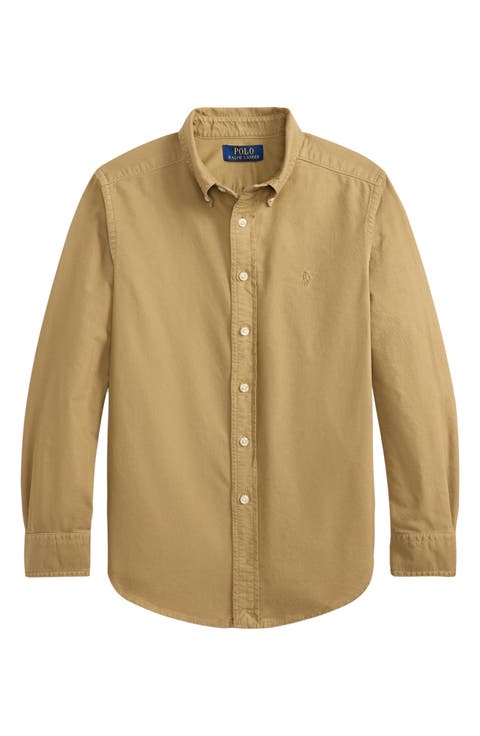 Kids' Long Sleeve Garment Dyed Oxford Shirt